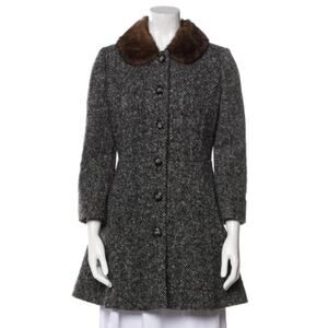 DOLCE & GABBANA Virgin Wool Tweed Pattern Fur Coat